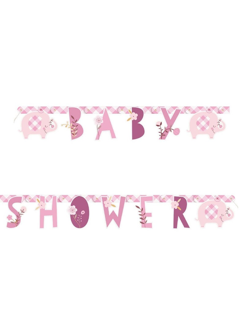 Unique Baby Shower Elephant Garland Banner Pink Paper 182cm - Image 1