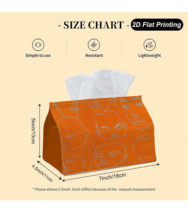 Abstract Orange Line Faces Tissue Holder 18x11x13cm for Home Kitchen - Image 3