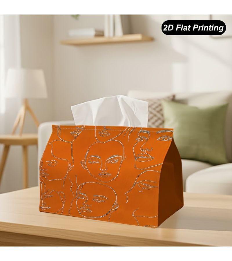 Abstract Orange Line Faces Tissue Holder 18x11x13cm for Home Kitchen - Image 4
