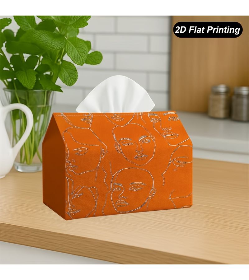 Abstract Orange Line Faces Tissue Holder 18x11x13cm for Home Kitchen - Image 2