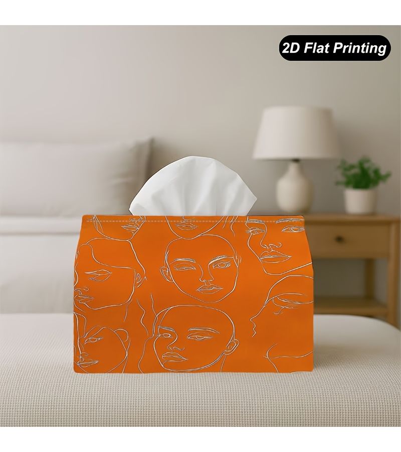 Abstract Orange Line Faces Tissue Holder 18x11x13cm for Home Kitchen - Image 5