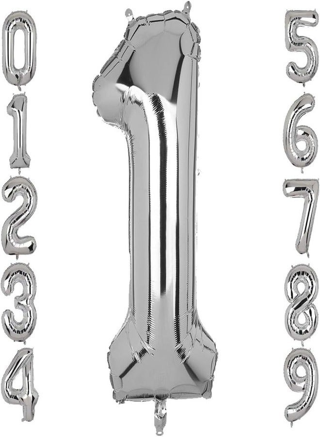 Goldedge Goldedge Number 1, 32 Inch Number Balloons Foil Silver - Glamorous Party Decorations for Birthdays, Anniversaries, and Special Events  - Image 1