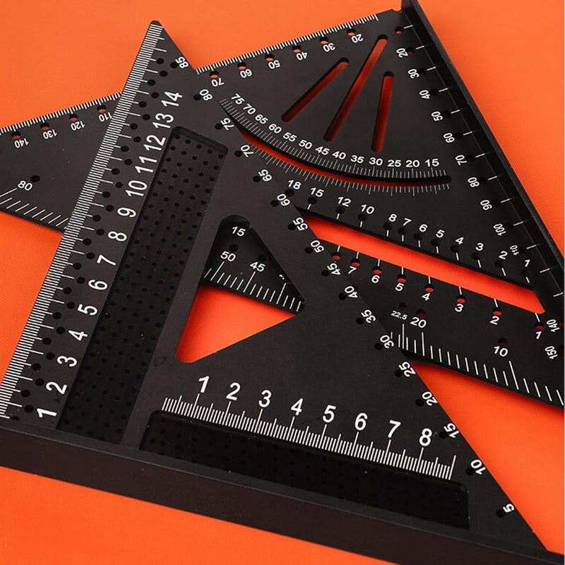 مسطرة مثلثية معدنية 7 بوصة مربع النجار مع فتحة علامة السنتيمتر أداة متعددة الوظائف - Image 5