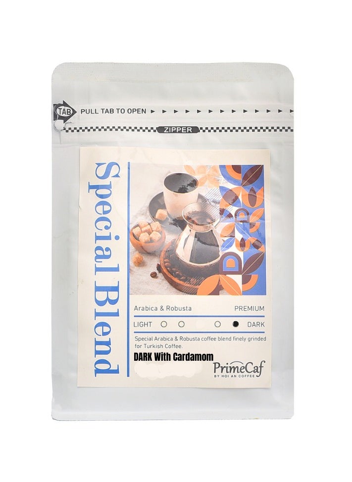 PrimeCaf - Special Blend & High Quality Turkish Coffee Arabica & Robusta, Dark Roasted, with cardamom, 250 gm - Image 1