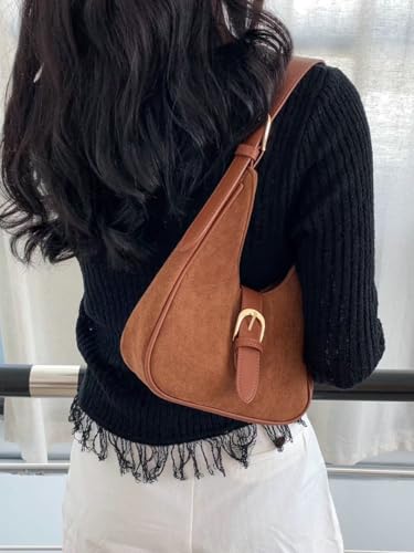 Upbull Retro Suede Shoulder Bag For Women Underarm Bag Winter Women's Hobo Bag Purse Tote Bag Commuter Handbag - Image 2