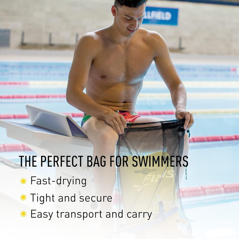 FINIS Mesh Gear Bag for Swim Equipment - Quick-Dry Nylon - Drawstring Closure - Zip Pocket - Hook Attachment - Image 3