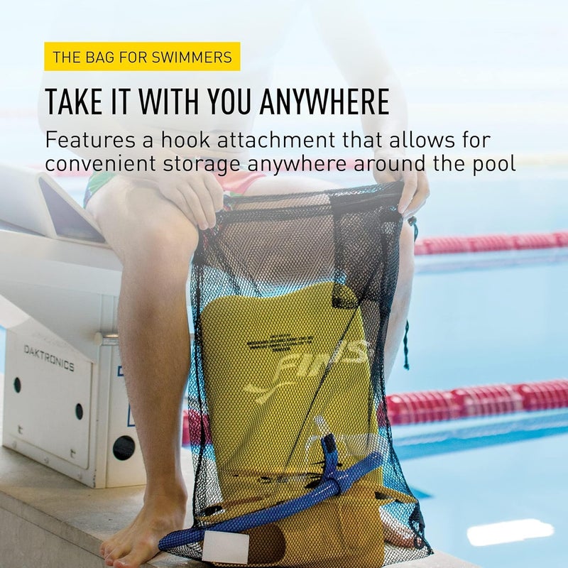 FINIS Mesh Gear Bag for Swim Equipment - Quick-Dry Nylon - Drawstring Closure - Zip Pocket - Hook Attachment - Image 5