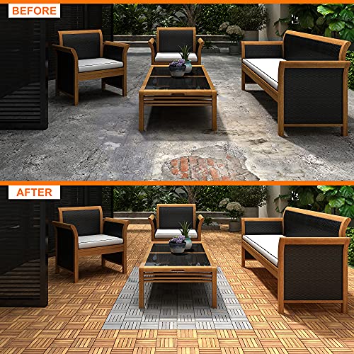 INTERBUILD REAL WOOD Acacia Hardwood Deck and Patio Easy to Install Interlocking Flooring Tiles 12"×12" - 10 Tiles/Pack - Totally 10 Sq. Ft. - Image 3