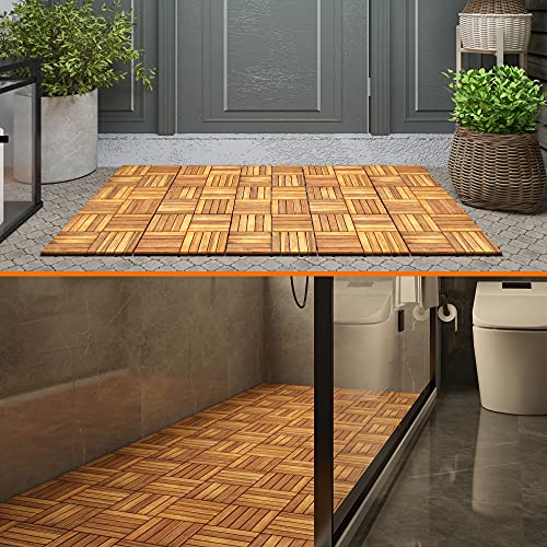 INTERBUILD REAL WOOD Acacia Hardwood Deck and Patio Easy to Install Interlocking Flooring Tiles 12"×12" - 10 Tiles/Pack - Totally 10 Sq. Ft. - Image 4
