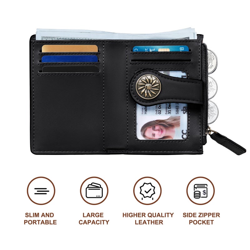 Tipmile Small Wallet Women Coin Pocket Bifold RFID Blocking Card Holder Leather Wallets with Zipper - Image 4