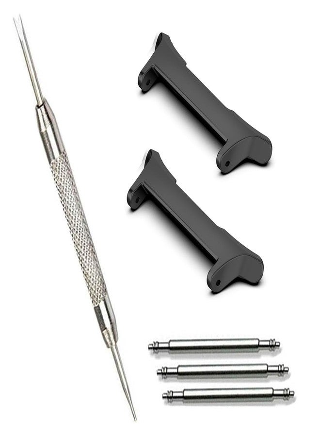 Olytop Galaxy Watch 8 40/44mm Bands Adapters+Galaxy Watch 8 Classic 46mm Watch Pins+Spring Bar Tool, Metal Stainless Steel Connection Adapter for Samsung Watch 8/8Classic Band Connector, Black - Image 1
