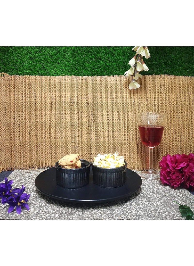 Caffeine Caffeine Ceramic Handmade Black Matte Combo Dinner Set (3 pcs.)  - Image 1
