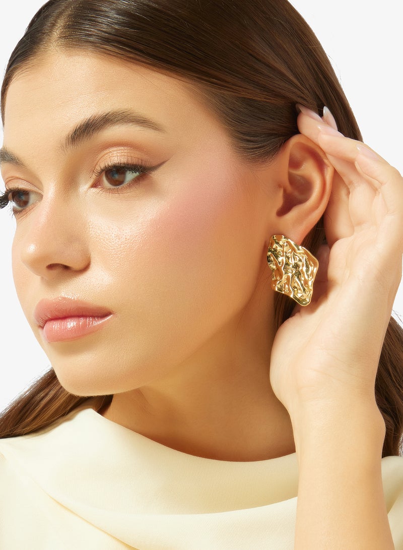 ELLA Gold Asymetrical Earrings - Image 3