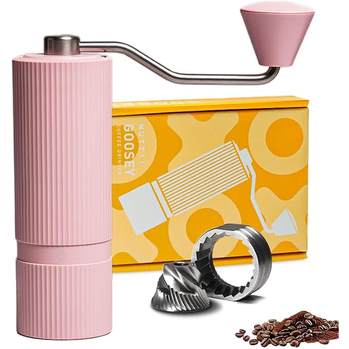 AOOEDDI Nuttii Manual Coffee Grinder Cnc Stainless Steel Conical Burrs Internal Adjustable Settings For Even Grinding Series Handheld Grinder Suitable For GiftsPink - Image 1