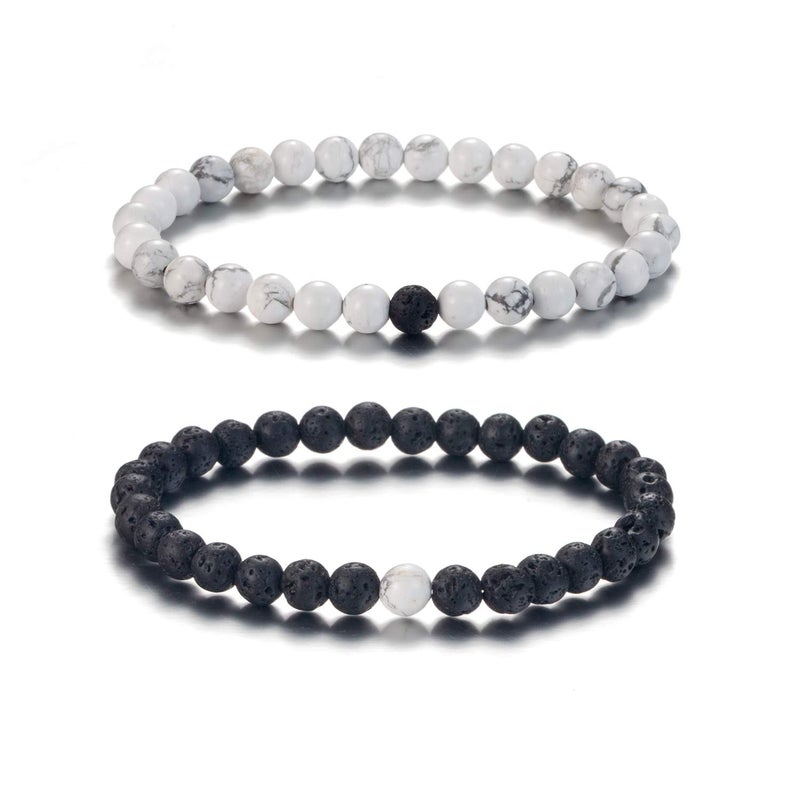 SOFTONES 6MM Lava Rock Aromatherapy Anxiety Essential Oil Diffuser Beads Bracelet for Women MenFriendship Couples Gifts Natural Stone Bracelets