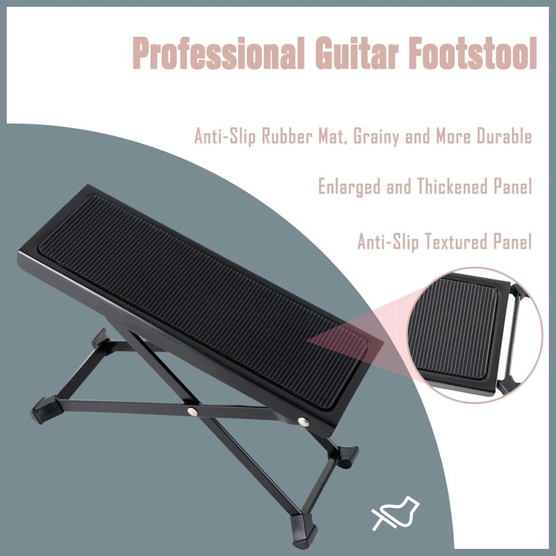 EastRock Guitar Footstool, Adjustable Metal Guitar Footrest with Anti-Slip Rubber Pad, Foldable Guitar Foot Stand for Classical/Acoustic/Electric Guitar - Image 2