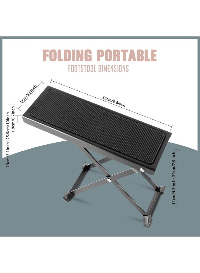 EastRock Guitar Footstool, Adjustable Metal Guitar Footrest with Anti-Slip Rubber Pad, Foldable Guitar Foot Stand for Classical/Acoustic/Electric Guitar - Image 3