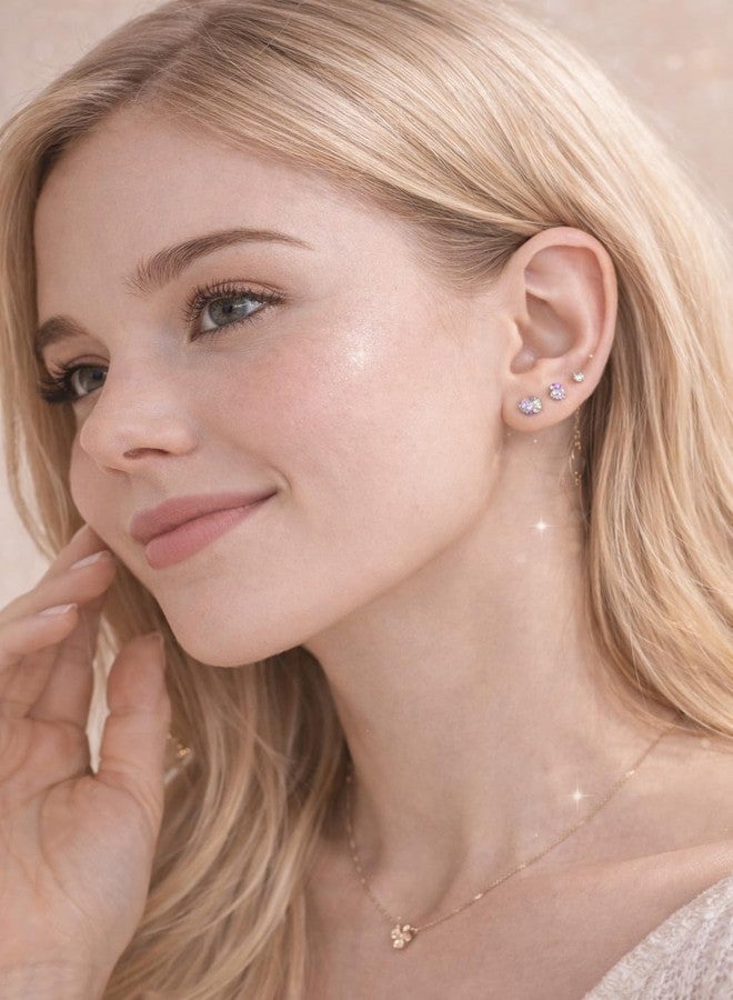 Highlark 30 Pairs Gold Plated Stud Earrings Set for Women | Crystal, Pearl & Heart Designs | Lightweight Everyday Fashion Earrings - Image 2
