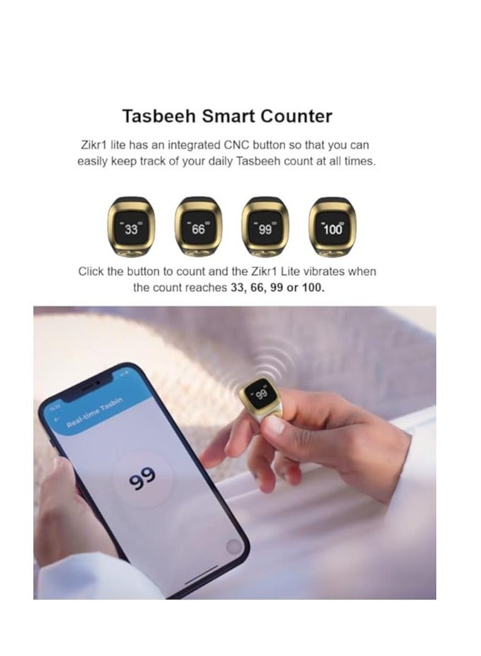 Zikr 1 Lite Smart Ring for Muslims Tally Tasbeeh Counter with Vibration Reminder - Image 3