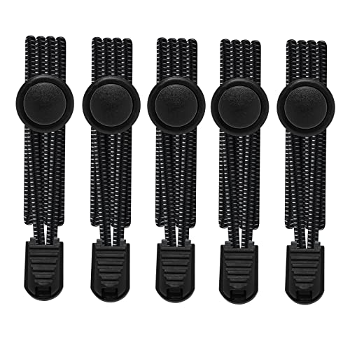 AIXMEET 5 Pairs black shoe laces tieless, No Tie Shoe Laces for adults, Heavy Duty Shoe Strings for Sneakers, elastic laces, Heavy Duty Shoelaces for Kids and Adult, One Size Fits All - Image 1