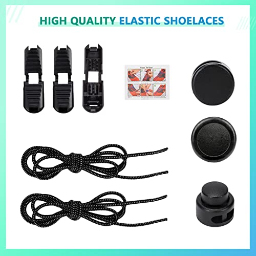 AIXMEET 5 Pairs black shoe laces tieless, No Tie Shoe Laces for adults, Heavy Duty Shoe Strings for Sneakers, elastic laces, Heavy Duty Shoelaces for Kids and Adult, One Size Fits All - Image 2