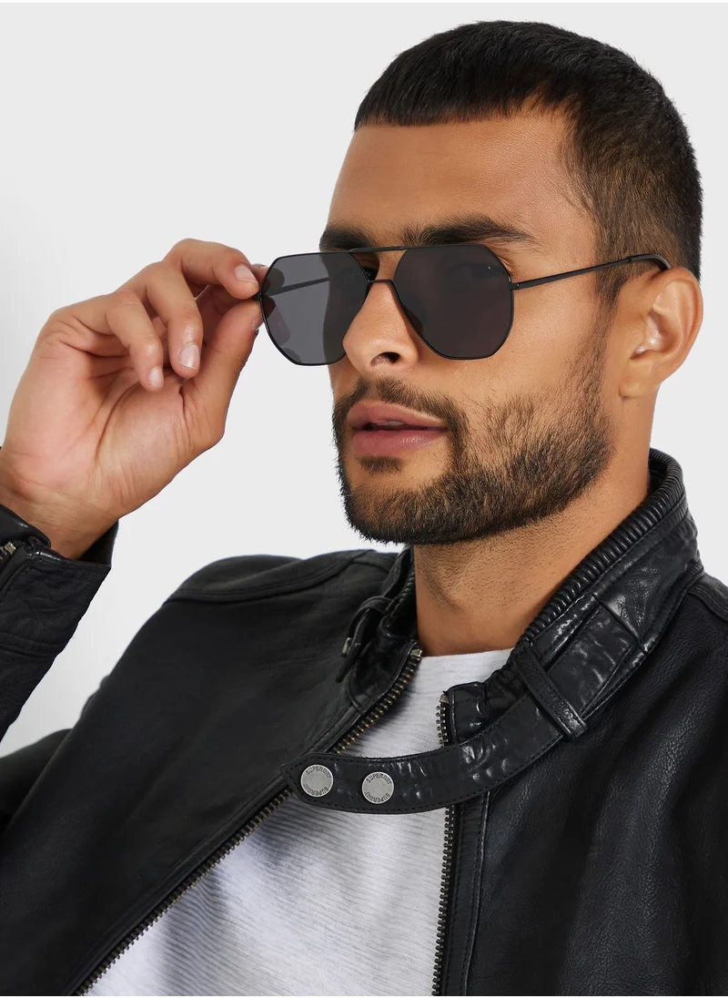 Robert Wood Polarized  Angular Aviator  Sunglasses