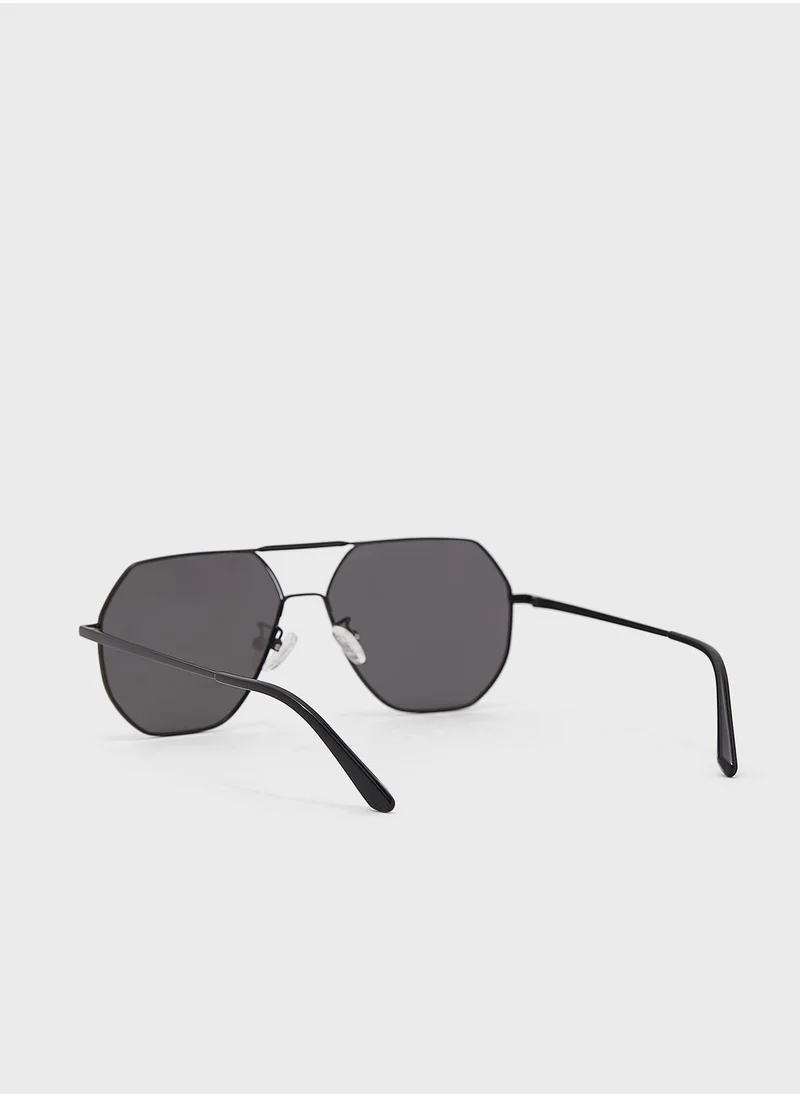 Robert Wood Polarized  Angular Aviator  Sunglasses