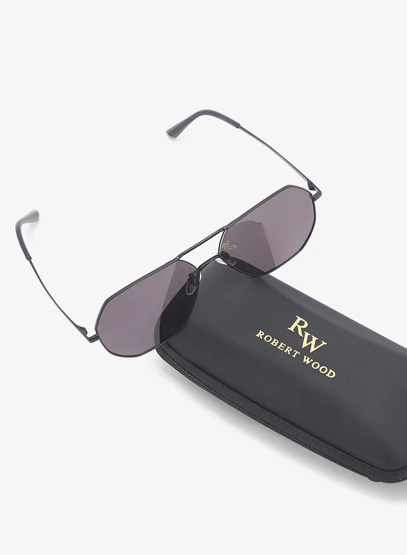 Robert Wood black Polarized  Angular Aviator  Sunglasses for Men | Best Price UAE