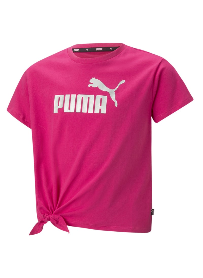 PUMA - Essentials Kids Girls Logo Knotted Shortsleeve T-Shirt - Image 1