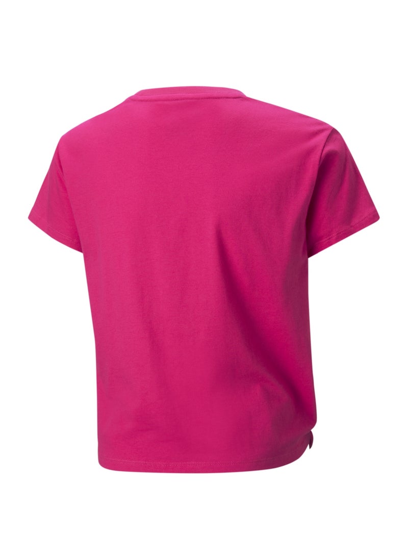 PUMA - Essentials Kids Girls Logo Knotted Shortsleeve T-Shirt - Image 1