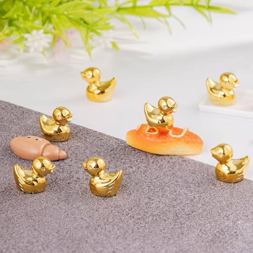 Nerfcareani 120Pcs Gold Duck Mini Animals Decorative Animals for Party, Home Craft DIY Projects Resin Sculpture Decor(There are Grooves at the Bottom) - Image 5