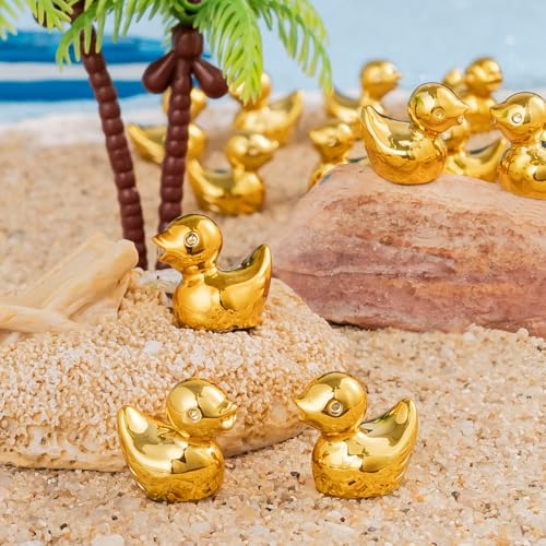 Nerfcareani 120Pcs Gold Duck Mini Animals Decorative Animals for Party, Home Craft DIY Projects Resin Sculpture Decor(There are Grooves at the Bottom) - Image 4