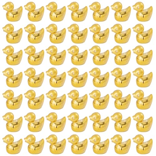 Nerfcareani 120Pcs Gold Duck Mini Animals Decorative Animals for Party, Home Craft DIY Projects Resin Sculpture Decor(There are Grooves at the Bottom) - Image 1