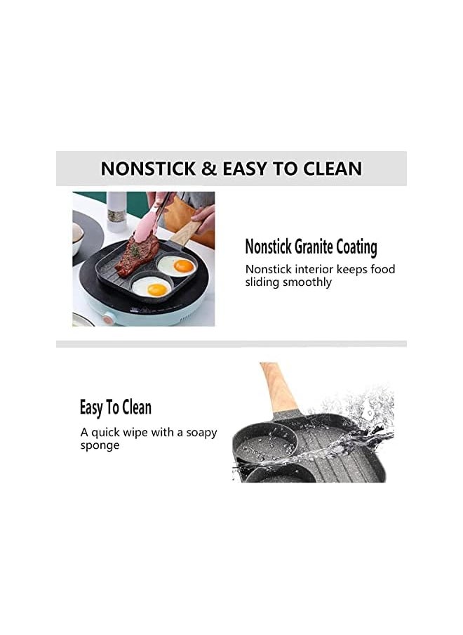 VIO Non-Stick Egg Frying Pan Pancake Omelette Pan Aluminium Alloy Fried Egg Cooker for Cooking Ham Omelette Egg (3 Section)  - Image 3