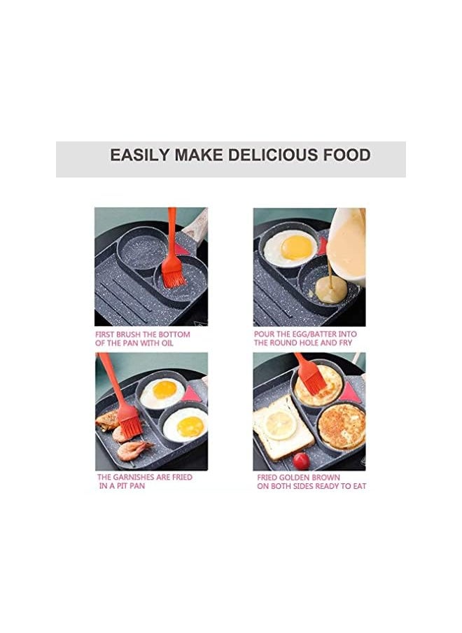 VIO Non-Stick Egg Frying Pan Pancake Omelette Pan Aluminium Alloy Fried Egg Cooker for Cooking Ham Omelette Egg (3 Section)  - Image 4