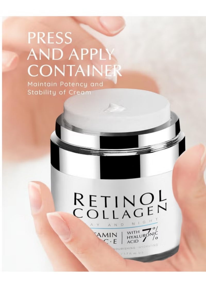 Retinol Cream for Face, Retinol & Hyaluronic Acid Face Cream, Anti-Aging Faces Moisturizer Creams, Day and Night Anti Aging Facial Moisturizer for Tightening Skin - Image 4