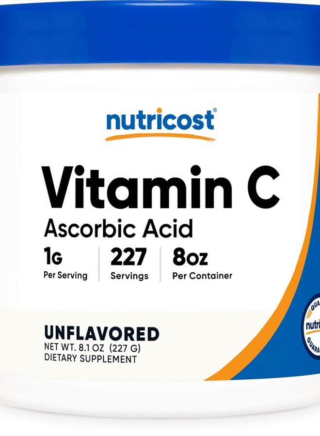 Nutricost فيتامين سي، حمض الأسكوربيك، بدون نكهة 8.1 أونصة - Image 1