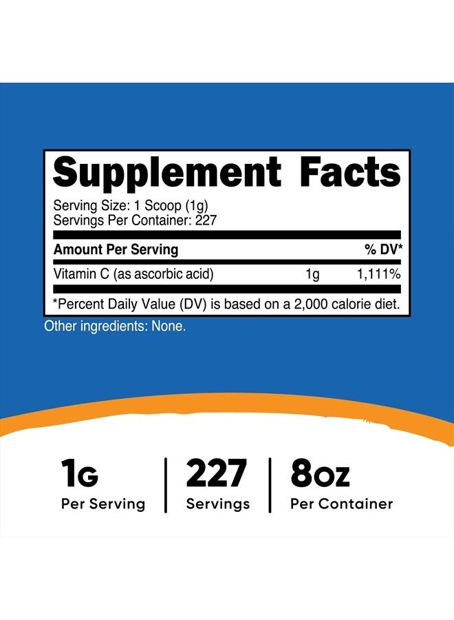 Nutricost فيتامين سي، حمض الأسكوربيك، بدون نكهة 8.1 أونصة - Image 2
