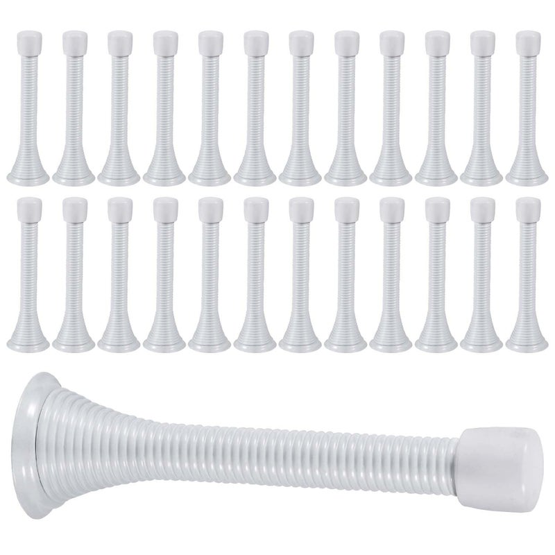 KISEER 24 Pack Spring Door Stops 3 14 Inch Flexible Heavy Duty Spring Door Stopper with RustProof Screw Rubber Bumper Tips White - Image 2