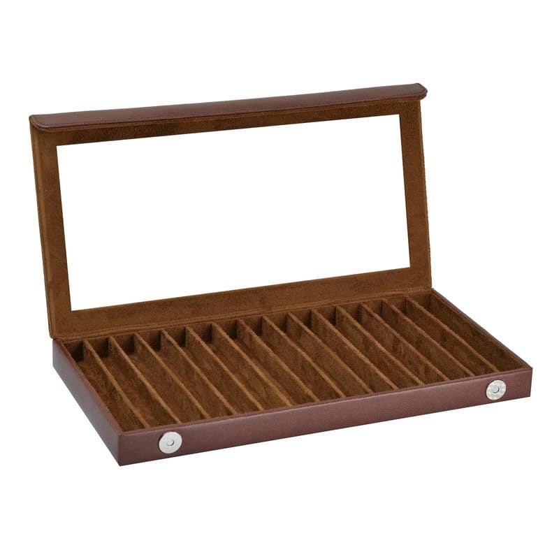essart Faux Leather Pen Transparent Display Organizer Box for 15 pens in Snakebit-Brown Color - Image 3