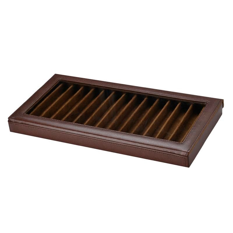 essart Faux Leather Pen Transparent Display Organizer Box for 15 pens in Snakebit-Brown Color - Image 1