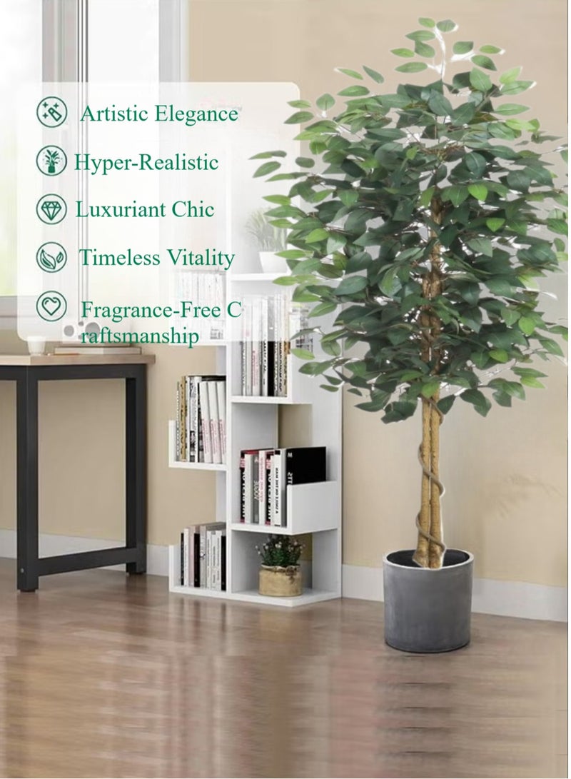 Generic 180cm Artificial Ficus Tree in Black Plastic Pot - Realistic Silk Faux Plant with Lifelike Leaves , Low-Maintenance Indoor/Outdoor Decor for Home, Office, Garden - Includes Sturdy Nursery Planter (1 Pack)  - Image 3