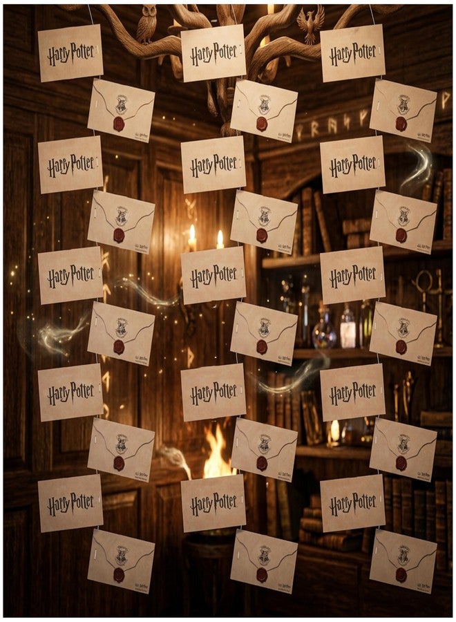 Harry Potter Hogwarts Acceptance Letter Hanging Decoration 60 Pcs - 6 Strings with 10 Letters Each, Magical Garland Party Floating Banner & Room Decor - Image 1