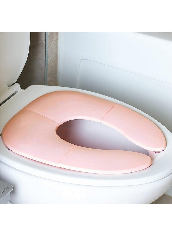 INOVERA (LABEL) - INOVERA Portable Folding Baby Toilet Seat - Kids Potty Training Seats for 0.5 to 5 years Child Toddler - Fits All Western Toilets - Non-Slip Suction Cups - Includes Free Travel Bag (Baby Pink) - Image 1