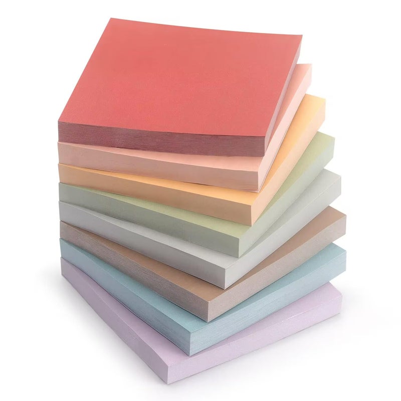 Eastern Wolf Sticky Notes 8 Pastel Colors 3x3in, Self-Stick Notes Pads with Easy to Post for School, Home, Office, 8 Pads/Pack, 80 Sheets/Pad - Image 1
