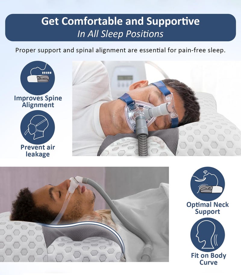IKSTAR 3.0 Memory Foam Pillow for CPAP Side Sleeper - CPAP Pillow for All CPAP Masks User, Nasal Pillows for Side Back Sleepers - Reduce Air Leaks & Mask Pressure - Image 4