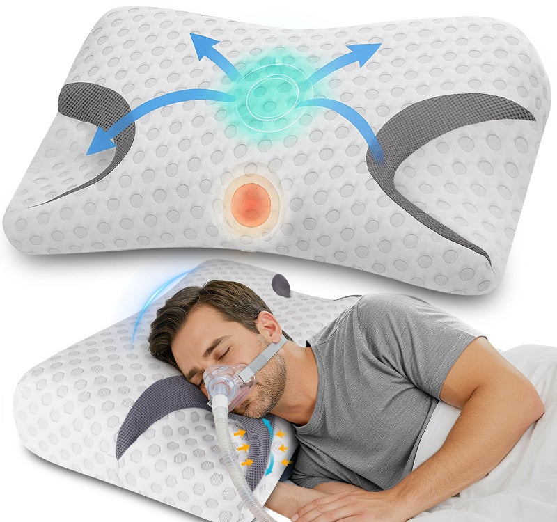 IKSTAR 3.0 Memory Foam Pillow for CPAP Side Sleeper - CPAP Pillow for All CPAP Masks User, Nasal Pillows for Side Back Sleepers - Reduce Air Leaks & Mask Pressure - Image 1