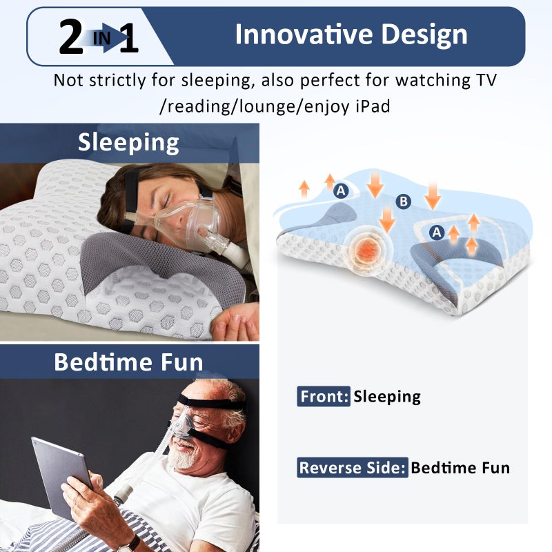 IKSTAR 3.0 Memory Foam Pillow for CPAP Side Sleeper - CPAP Pillow for All CPAP Masks User, Nasal Pillows for Side Back Sleepers - Reduce Air Leaks & Mask Pressure - Image 5