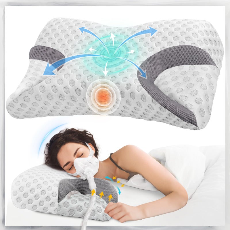IKSTAR 3.0 Memory Foam Pillow for CPAP Side Sleeper - CPAP Pillow for All CPAP Masks User, Nasal Pillows for Side Back Sleepers - Reduce Air Leaks & Mask Pressure - Image 2