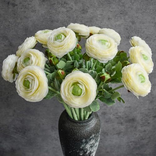 ASTRYAS Ranunculus Artificial Flowers, 10Pcs Fake Silk Ranunculus Flowers Faux Flower Bouquet for Wedding Bouquets Centerpieces Vase Home Table Kitchen Decorations(Hot Pink) - Image 1